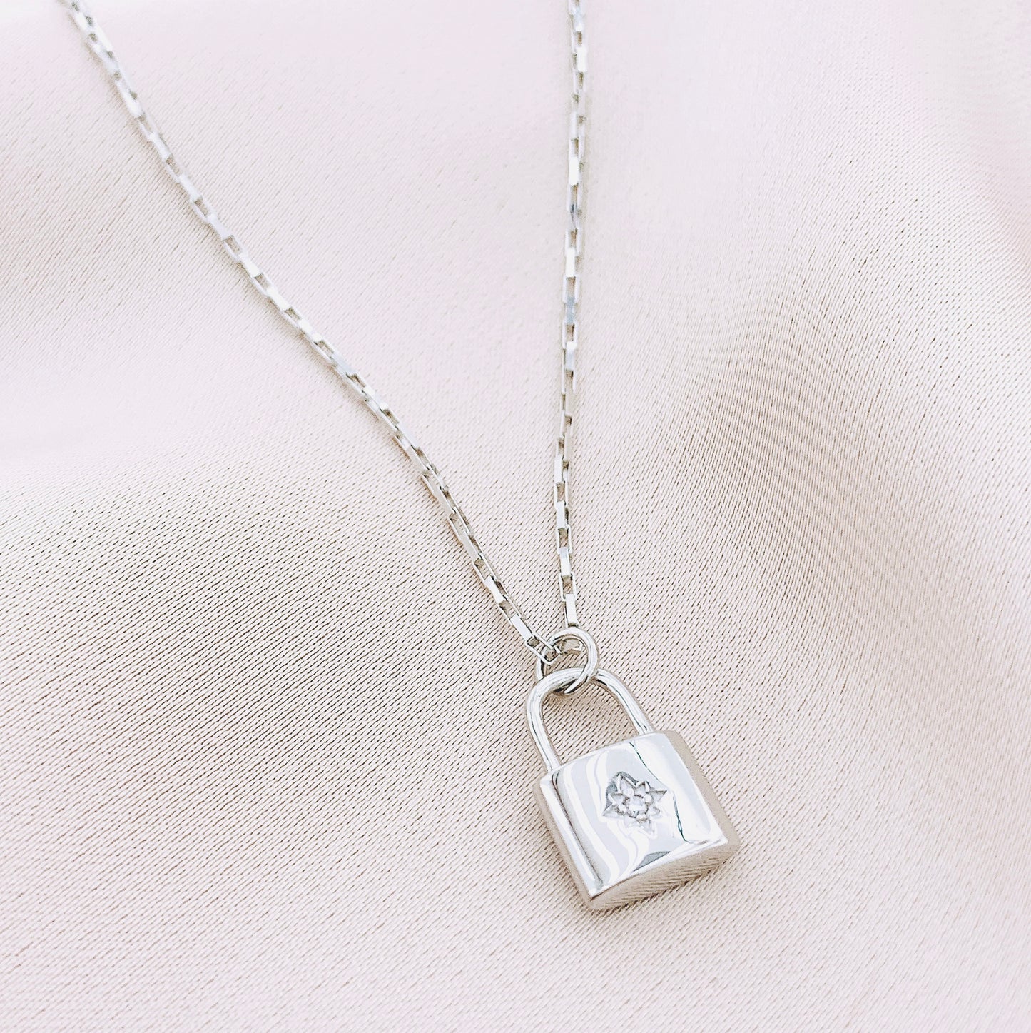 925 Silver CZ Locket Pendant Necklace