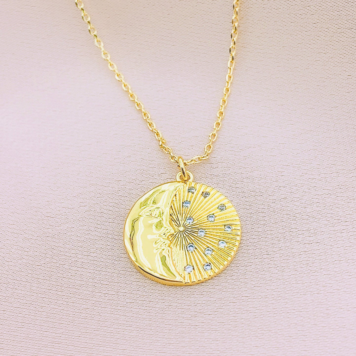 Women's CZ Crescent Moon Necklace