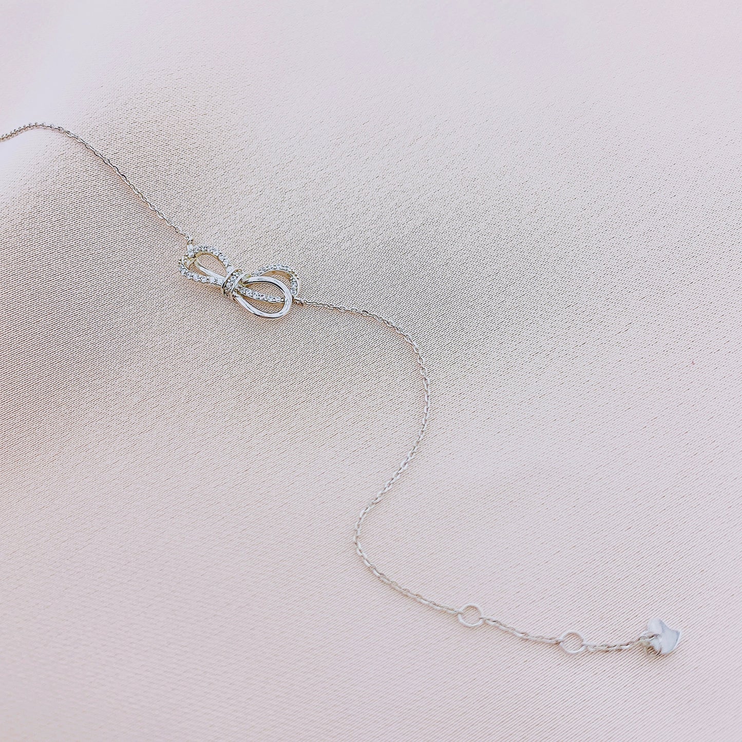 925 Silver Ribbon bow CZ Bracelet