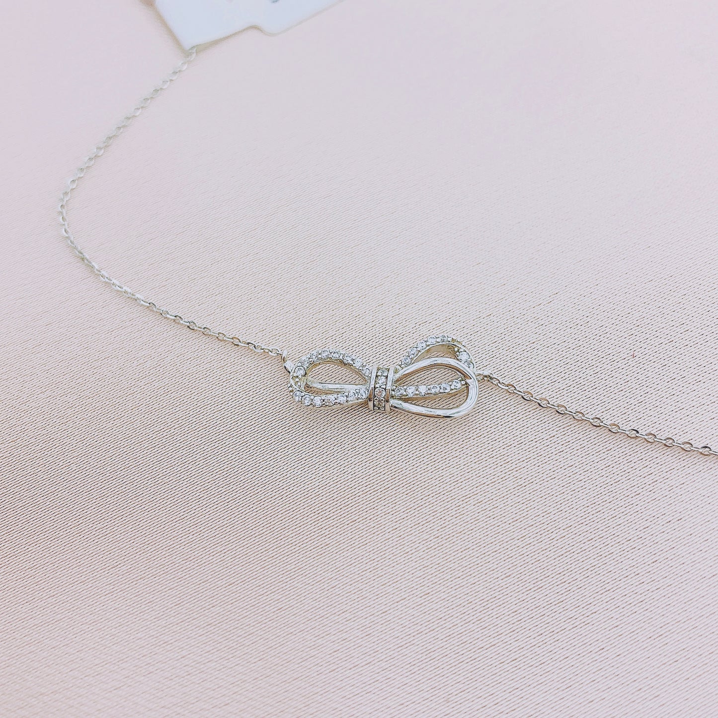 925 Silver Ribbon bow CZ Bracelet