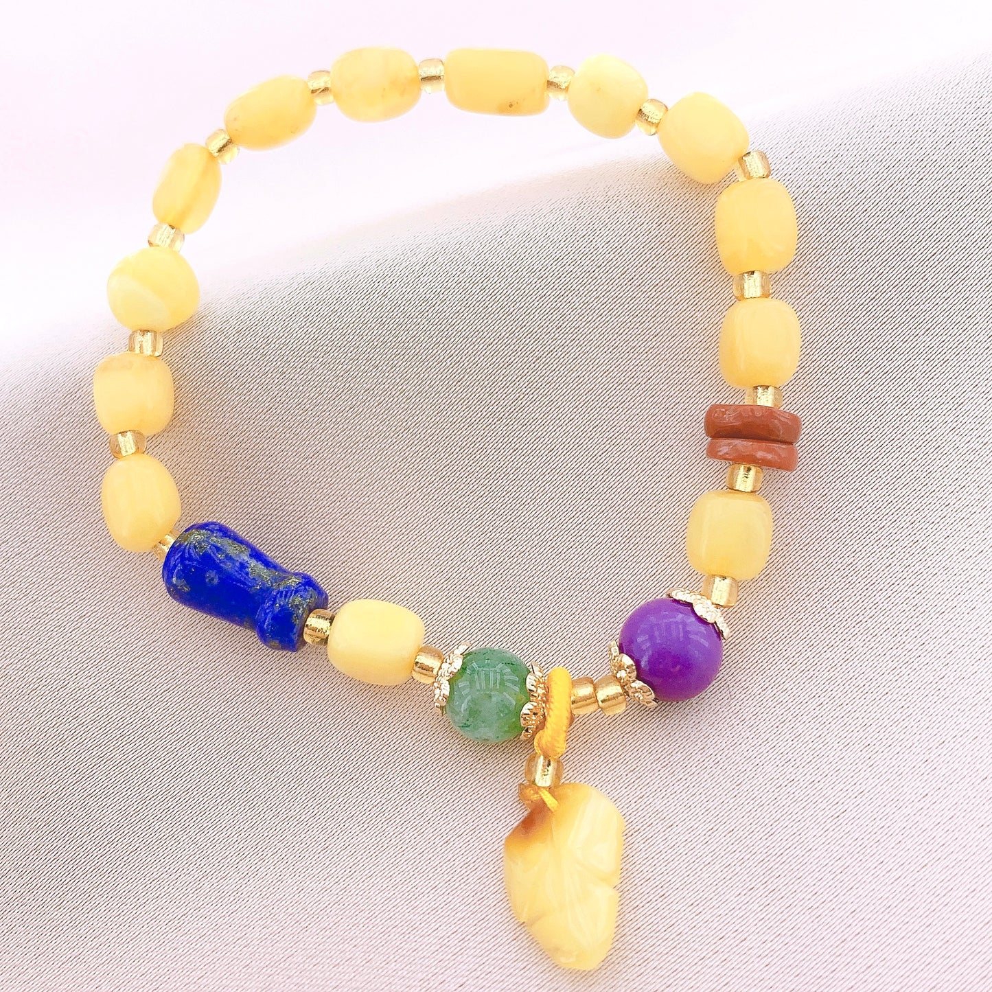 Women's Fashion Yellow noneystone Beads Gemstone Bracelet
