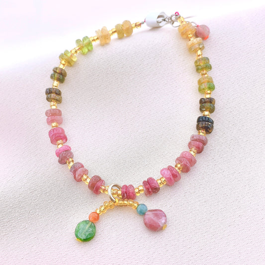 925 Silver Tourmaline Beads Gemstone Bracelet
