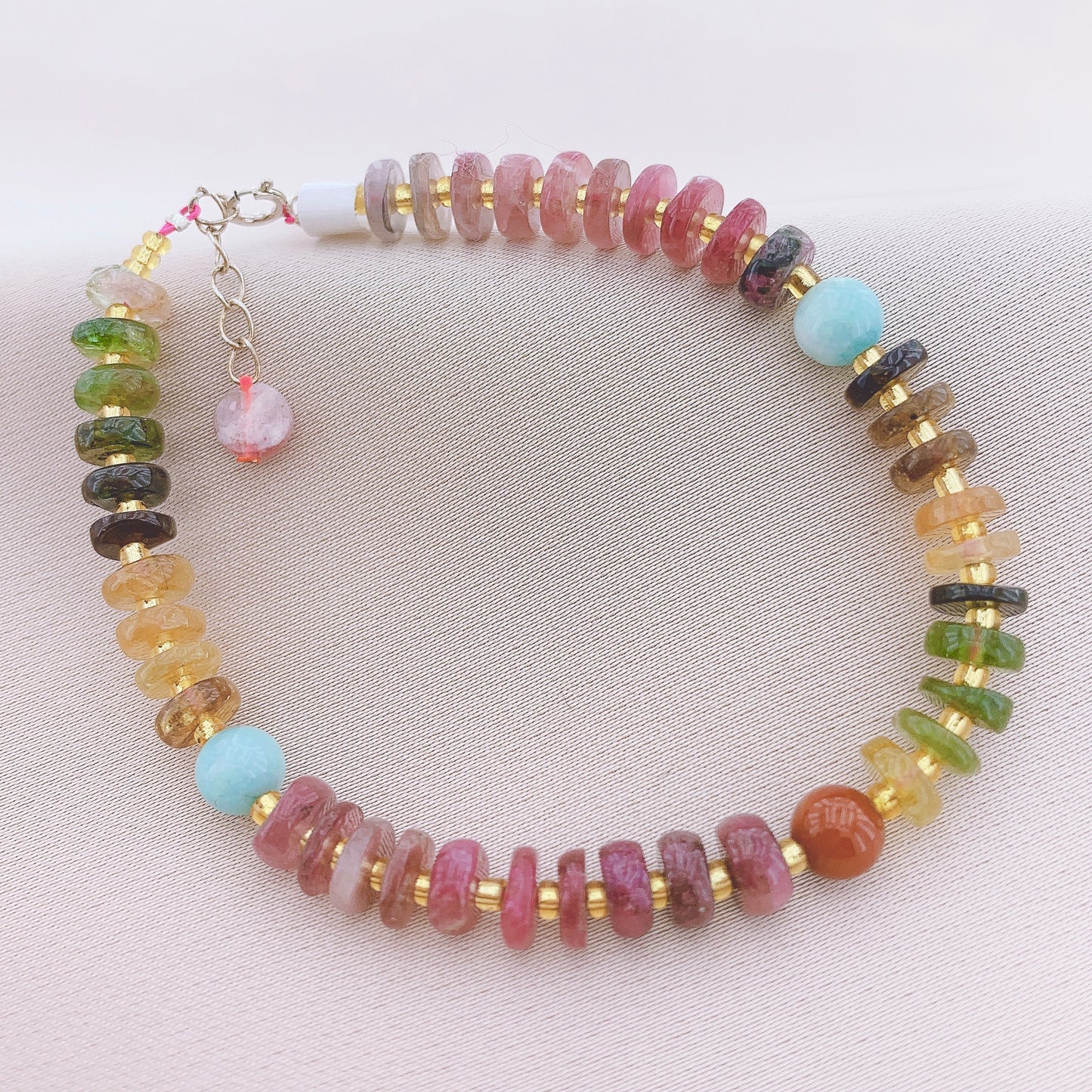 925 Silver Tourmaline Beads Gemstone Bracelet