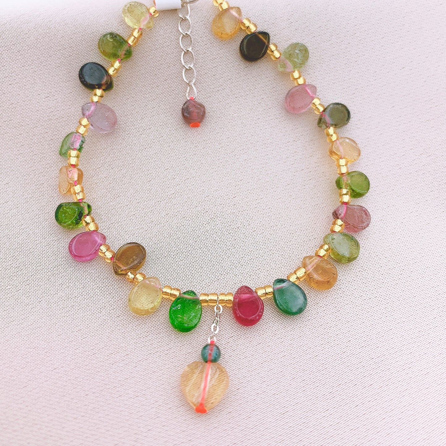 925 Silver Tourmaline Beads Gemstone Bracelet