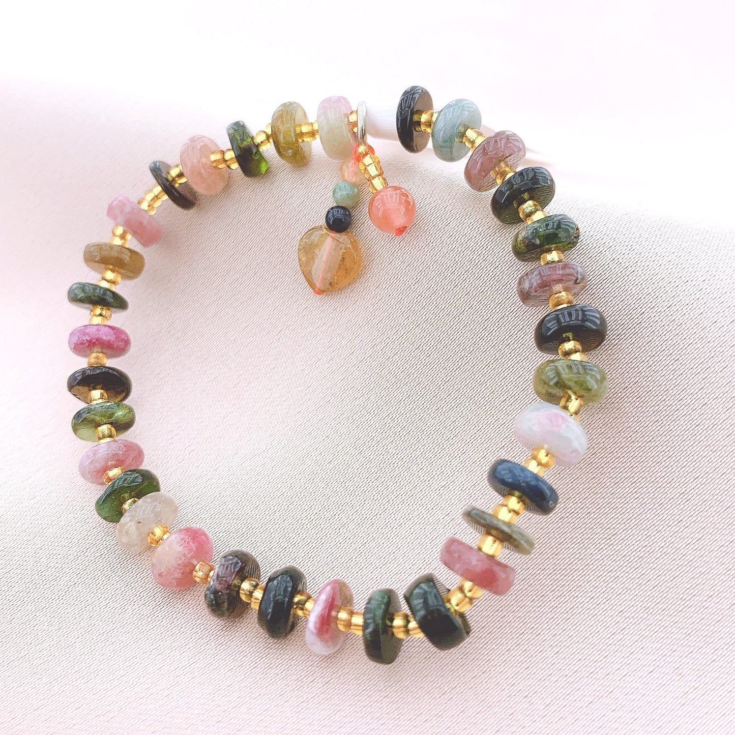925 Silver Tourmaline Beads Gemstone Bracelet