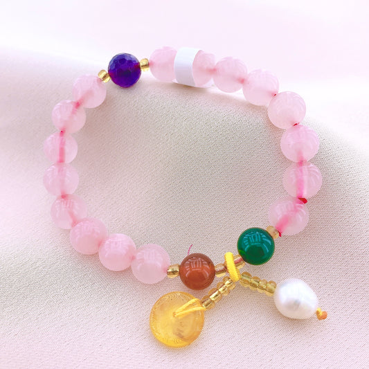 Women's Fashion Rose Quartz Beads Gemstone Bracelet