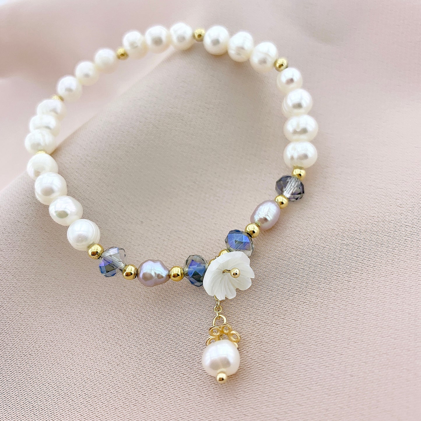925 Silver Fresh Water Pearl Gemstone Bracelet
