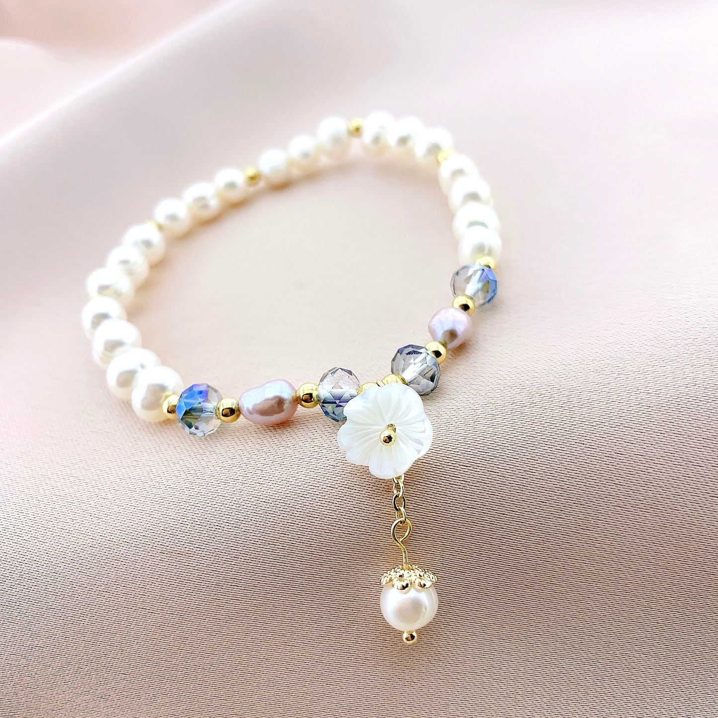 925 Silver Fresh Water Pearl Gemstone Bracelet