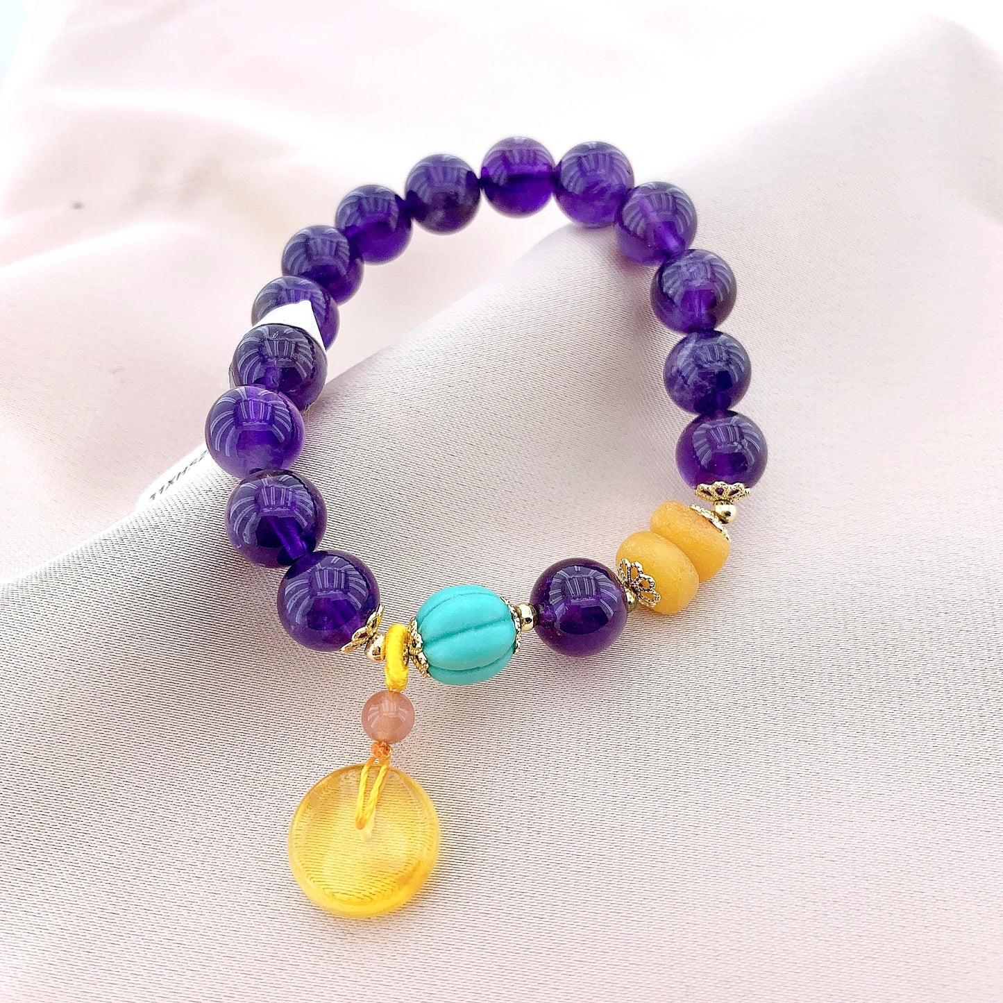 Women's Fashion Amethyst Beads Gemstone Bracelet