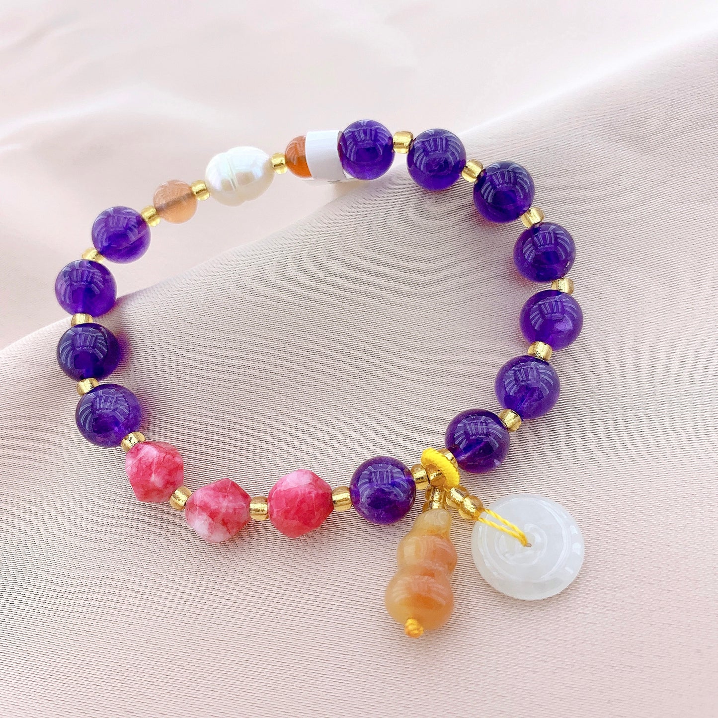 Women's Amethyst Crystal Beads Gemstone Bracelet