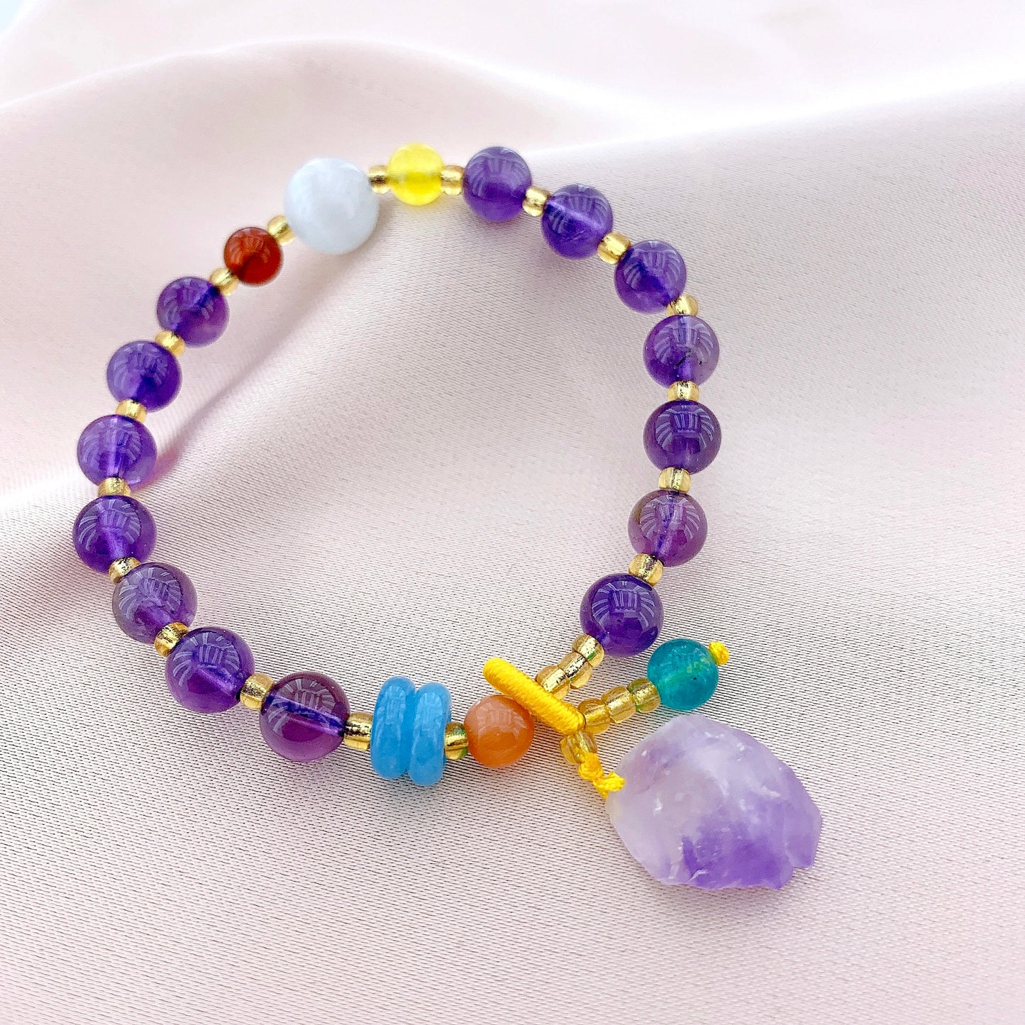 Women's Fashion Amethyst Beads Gemstone Bracelet