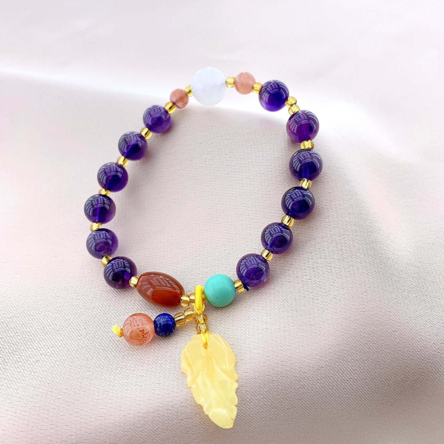Women's Amethyst Crystal Beads Gemstone Bracelet