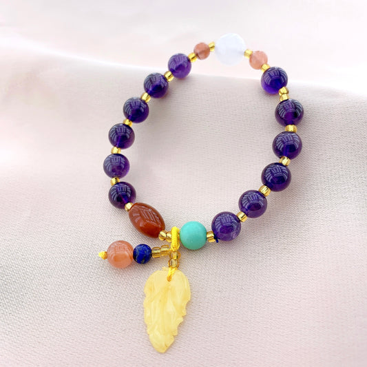 Women's Amethyst Crystal Beads Gemstone Bracelet