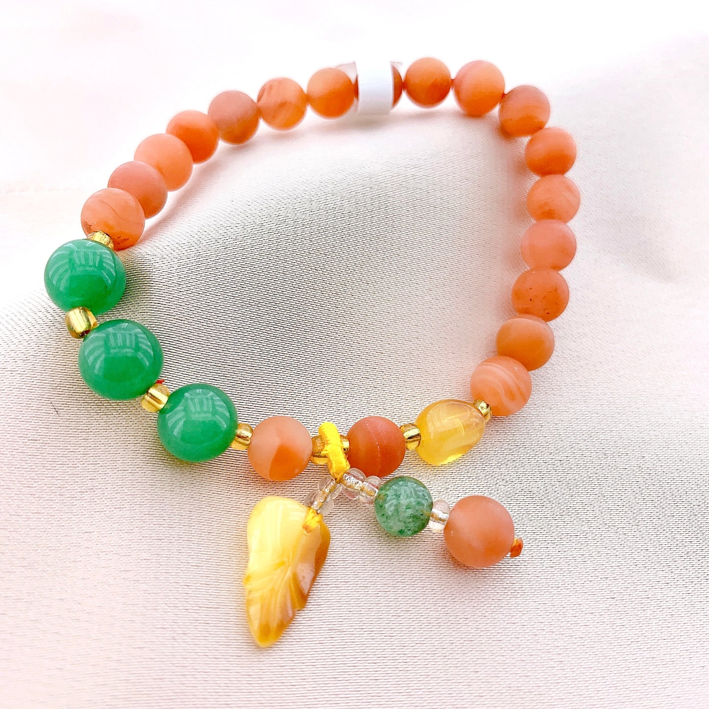 Women's Fashion Red Onyx Beads Gemstone Bracelet