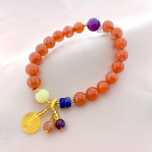 Women's Fashion Red Onyx Beads Gemstone Bracelet