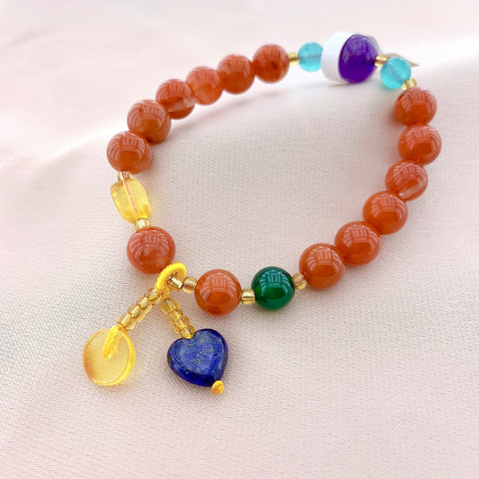 Women's Fashion Red Onyx Beads Gemstone Bracelet