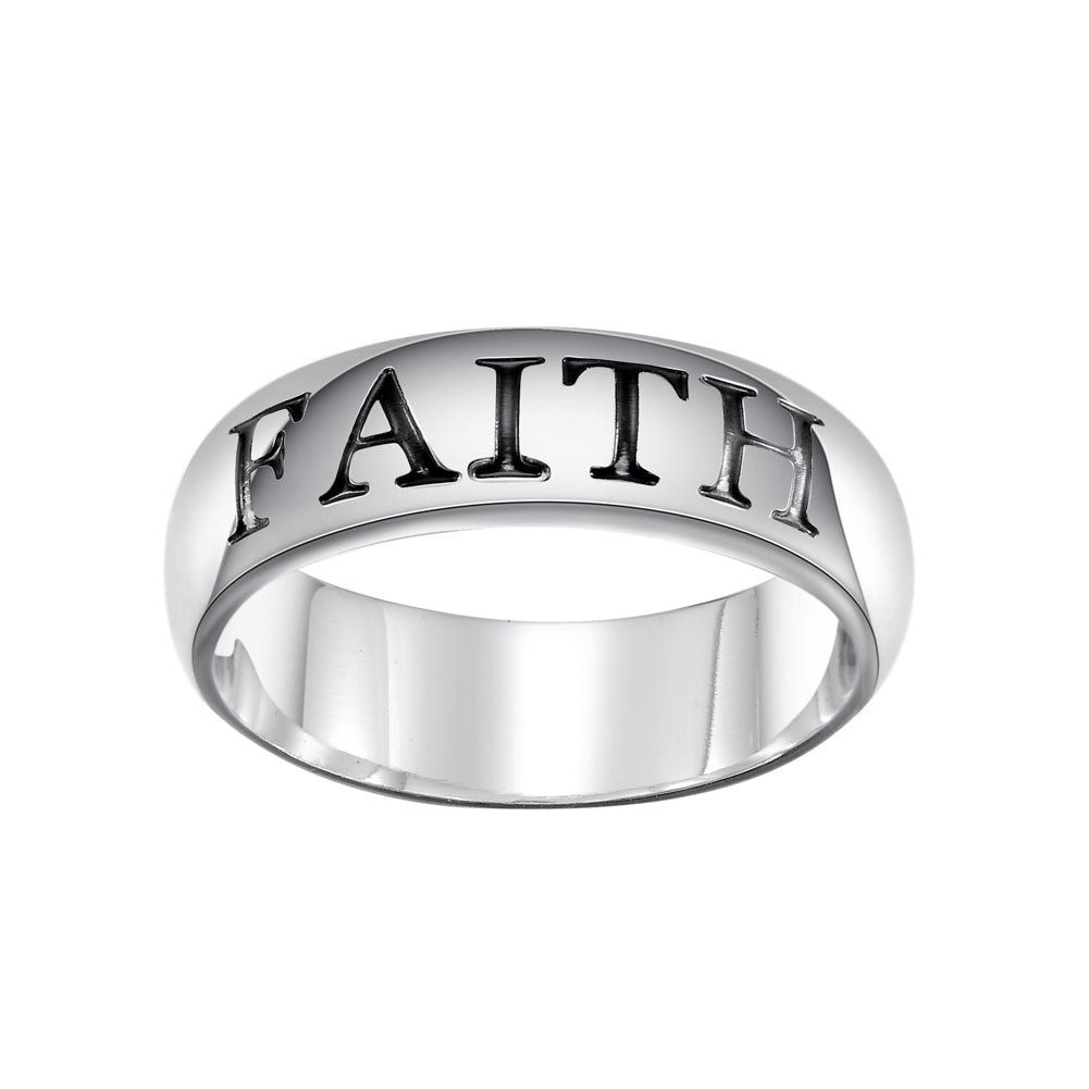 Women's Engraved Faith Plain Ring