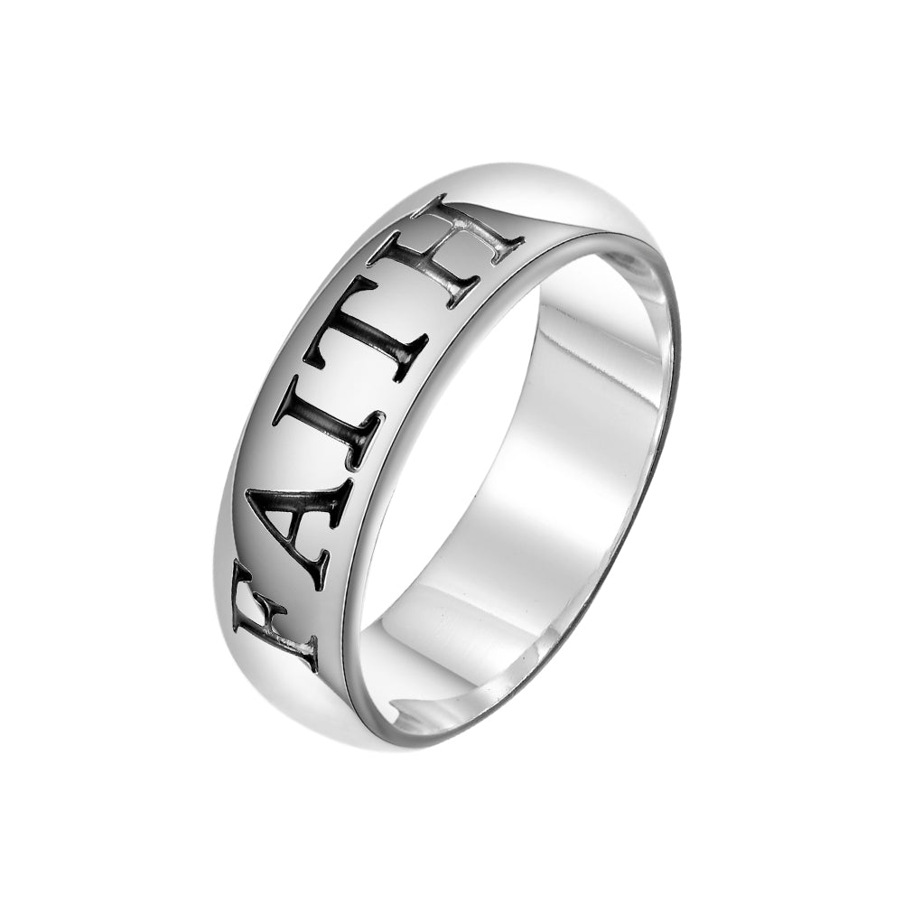 Women's Engraved Faith Plain Ring