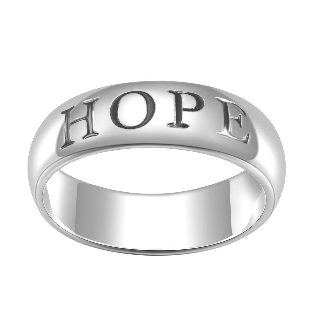 Women's Engraved Hope Plain Ring