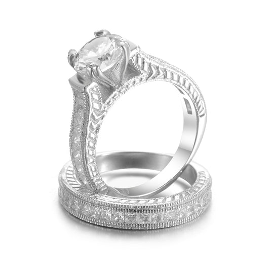 925 Silver Engagement Wedding Bridal Ring Sets