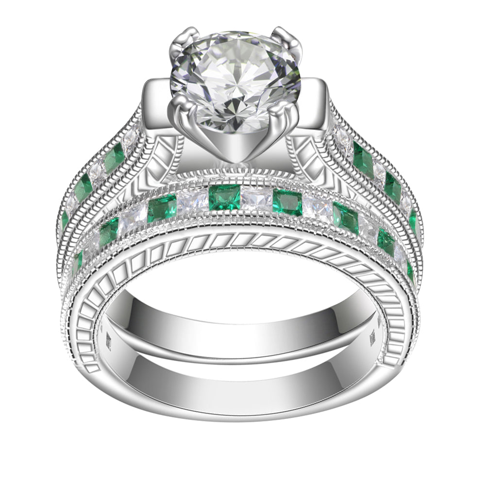 925 Silver Bridal Engagement Wedding Rings Sets