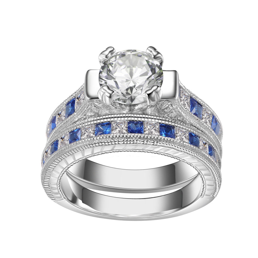 925 Silver Bridal Engagement Wedding Rings Sets