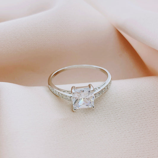 925 Silver CZ Wedding Bridal Engagement Ring