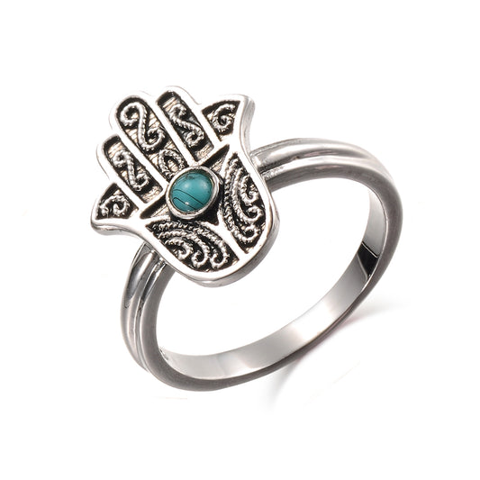 Women's Turquoise Hamsa Antique Vintage Ring