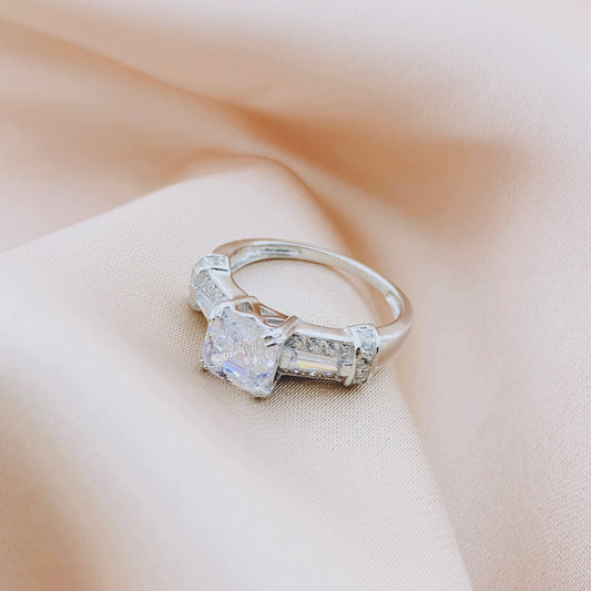 925 Silver CZ Wedding Bridal Engagement Ring