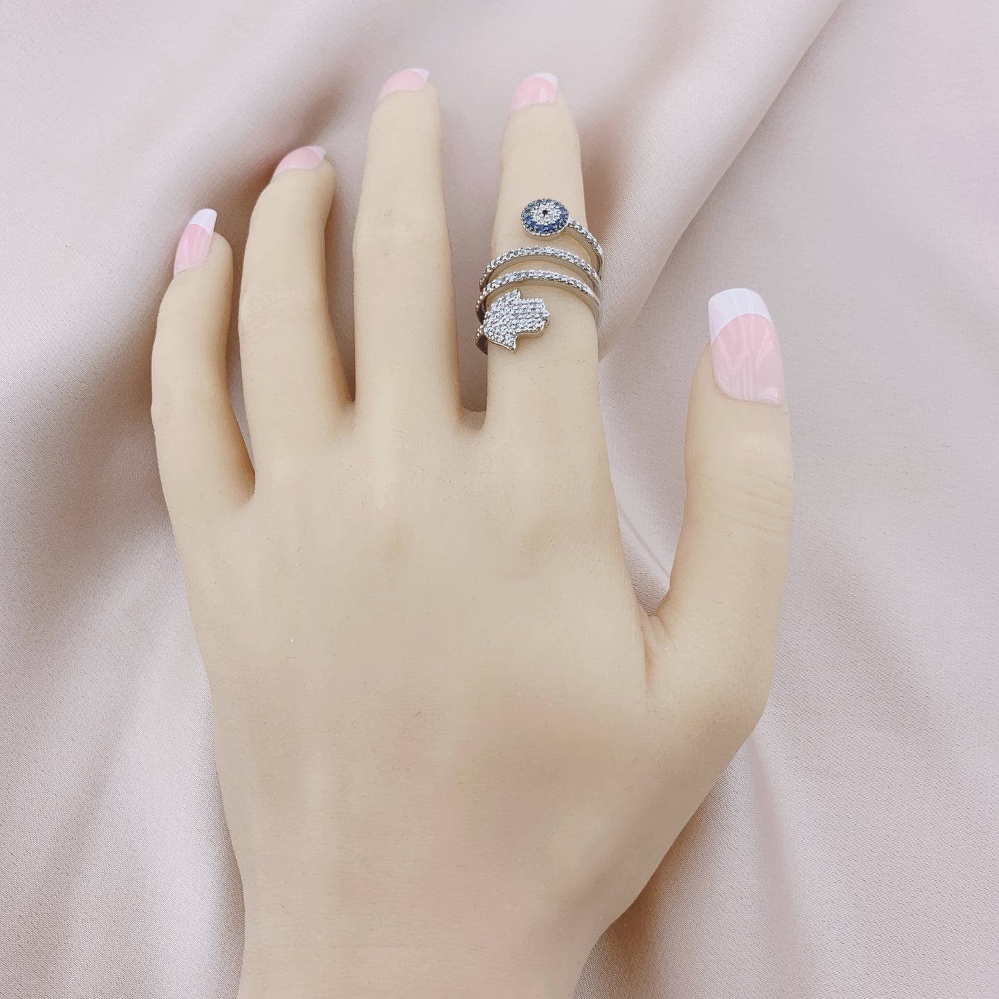 Women's Fashion CZ Hamsa Evil eye Ring
