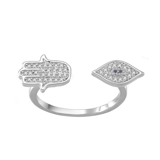 Women's Fashion CZ Hamsa Eveil eye Ring