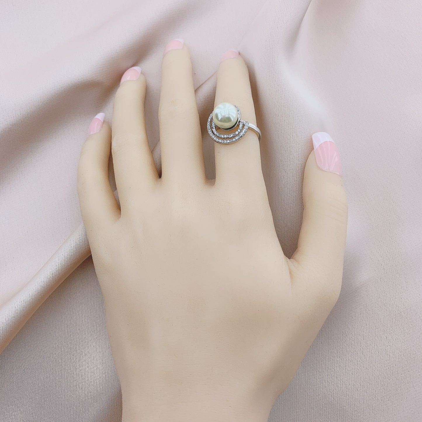 Women's Fashion CZ Pearl Ring