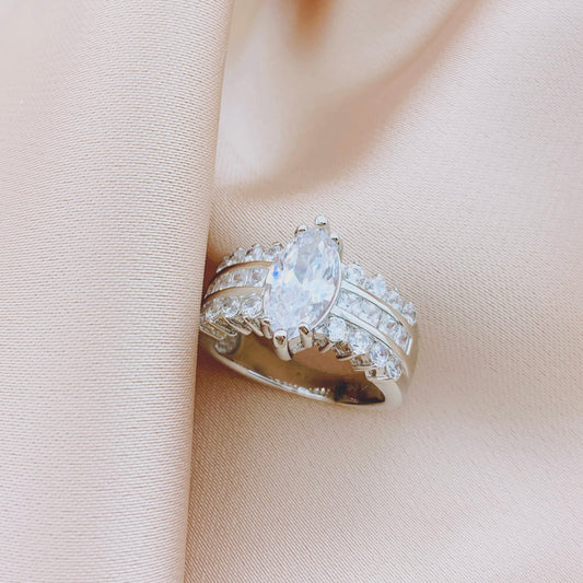 925 Silver CZ Wedding Bridal Engagement Ring