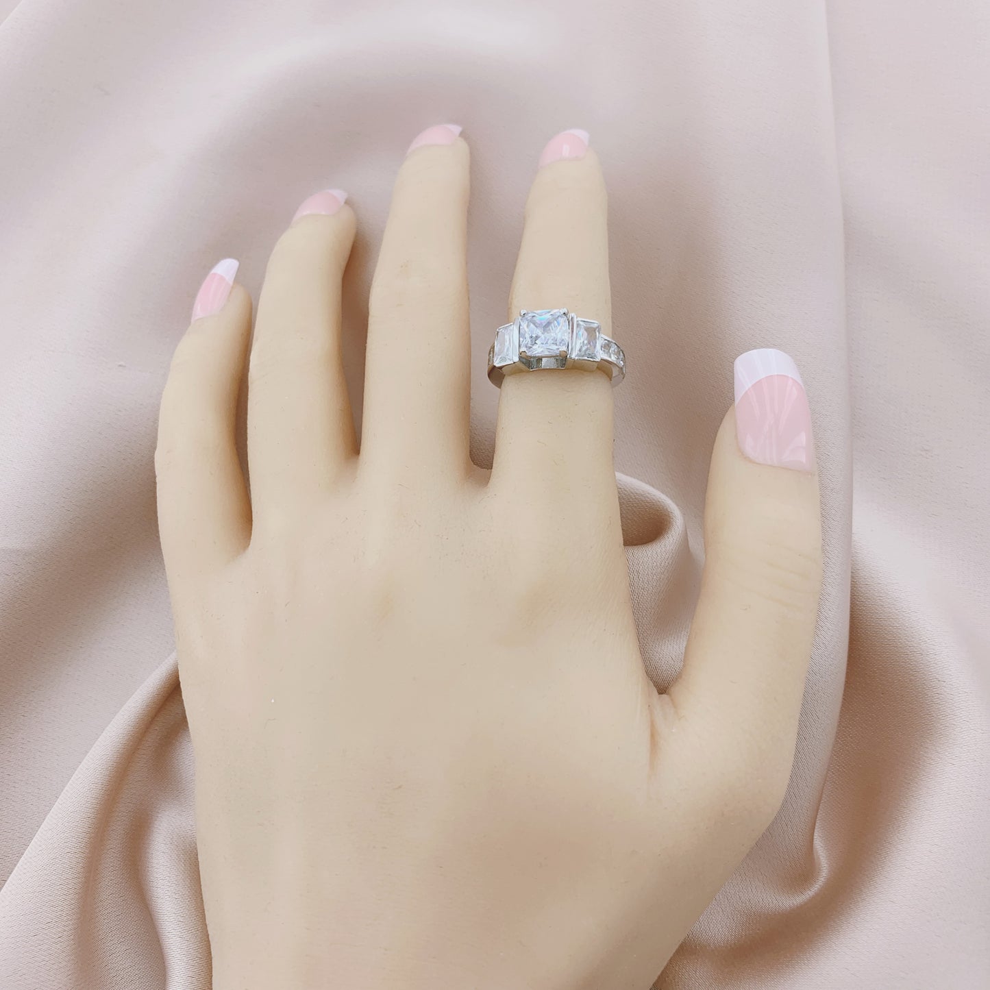 925 Silver CZ Wedding Bridal Engagement Ring