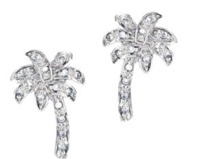 925 Silver Palm Tree CZ Stud Earring