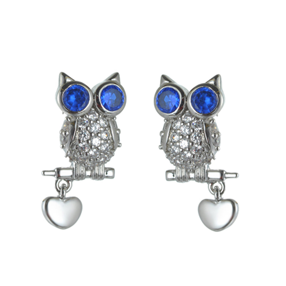 Women's Cubic Zirconial Owl Stud Earring