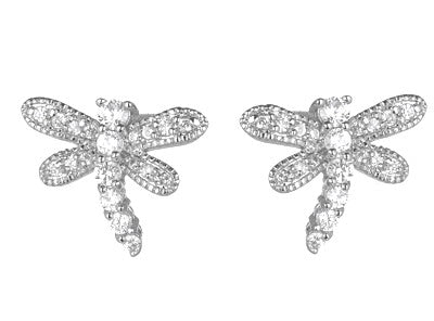 925 Silver Dragonfly CZ Stud Earring