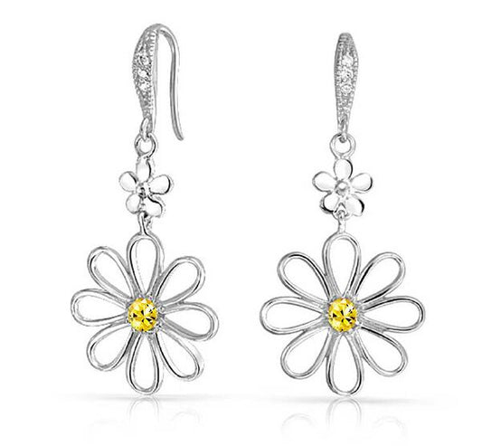 Women's Daisy CZ Drop Dangle Earring