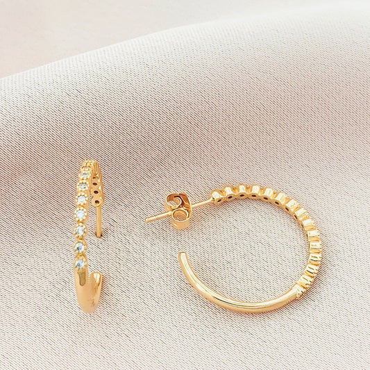 925 Silver CZ Hoop Earring