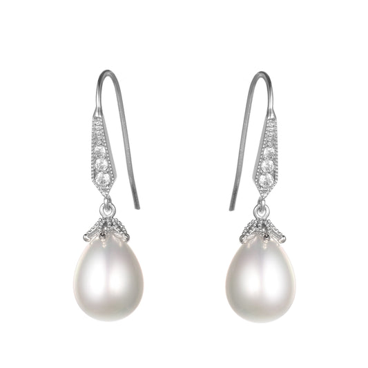 Women's Fashion CZ Bridal Wedding Pearl Earring