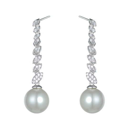 Women's Fashion CZ Bridal Wedding Pearl Earring