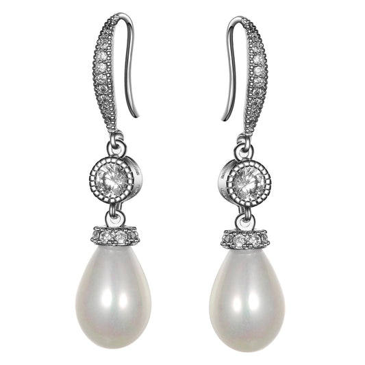 Women's Fashion CZ Bridal Wedding Pearl Earring