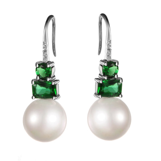 925 Silver CZ Pearl Earring