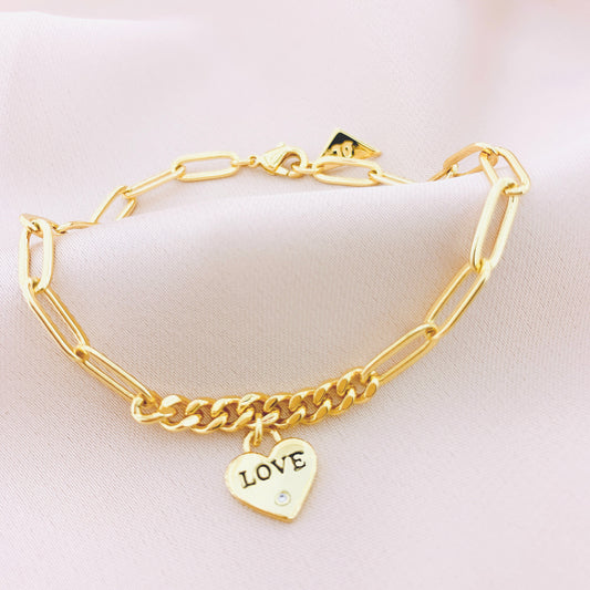 Women's Heart Paperclip Chain Bracelet