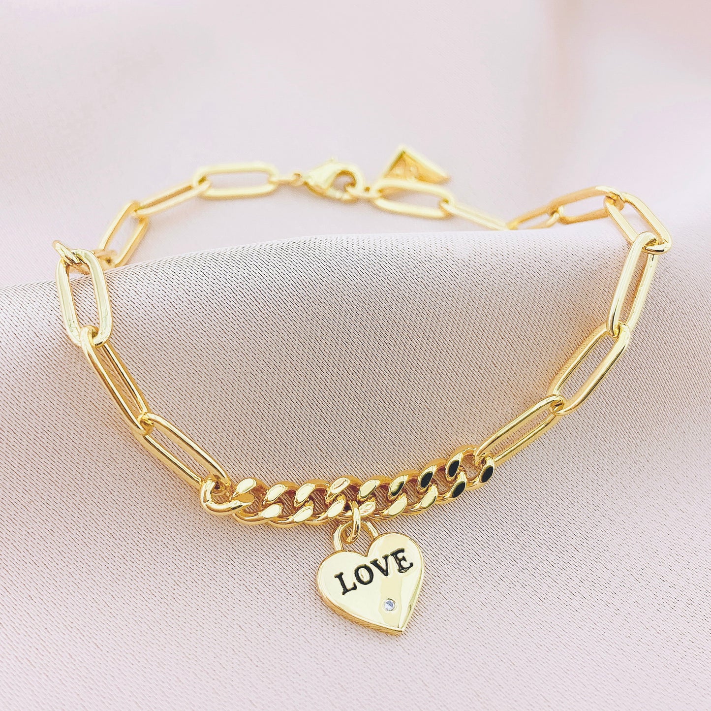 Women's Heart Paperclip Chain Bracelet