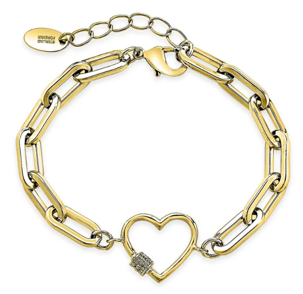 Women's Fashion Heart Paperclip Chain Bracelet