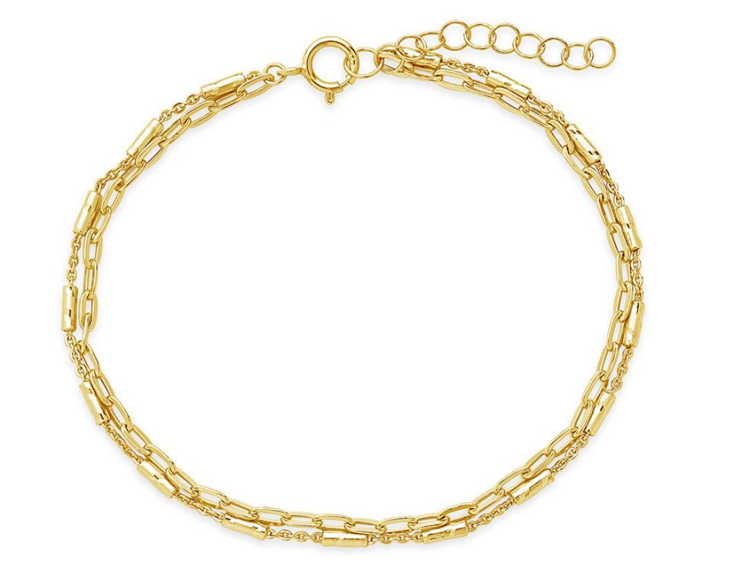 925 Silver Double Layered Chain Bracelet