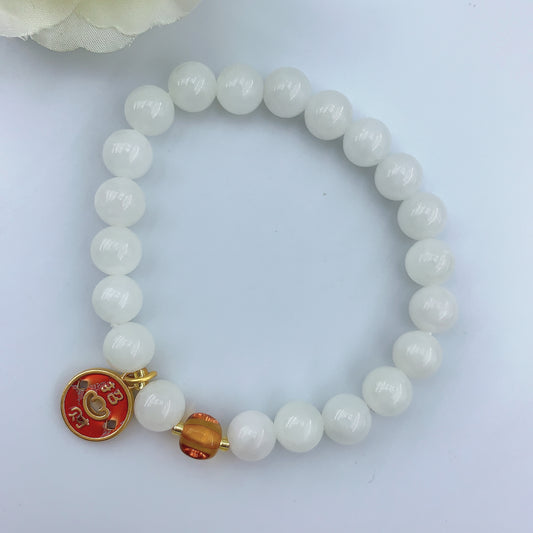 Women's Fashion White Marble Beads Gemstone Bracelet