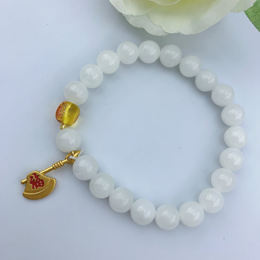 Women's Fashion White Marble Beads Gemstone