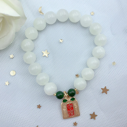 Women's Fashion White Marble Beads Gemstone Bracelet